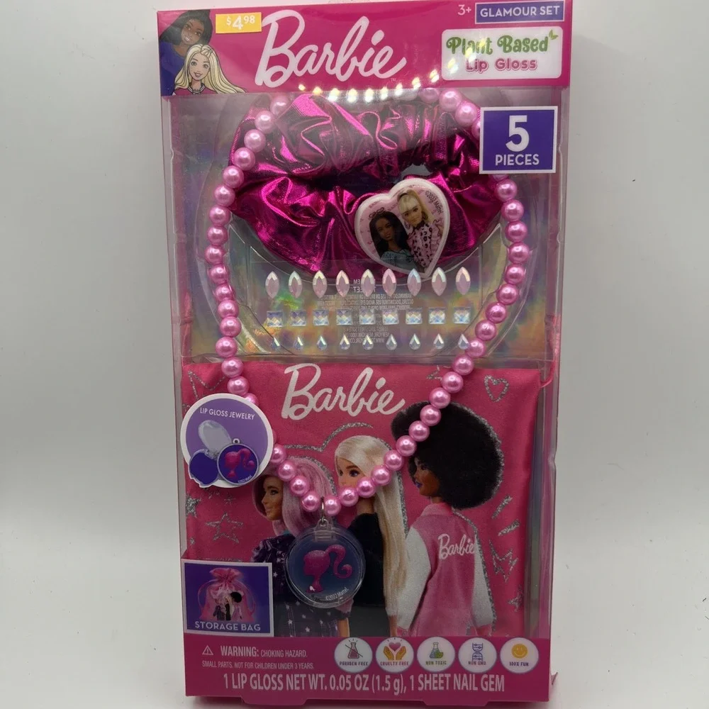Barbie Glamour Set Lip Gloss Necklace Nail Gems Pretend‎ Play